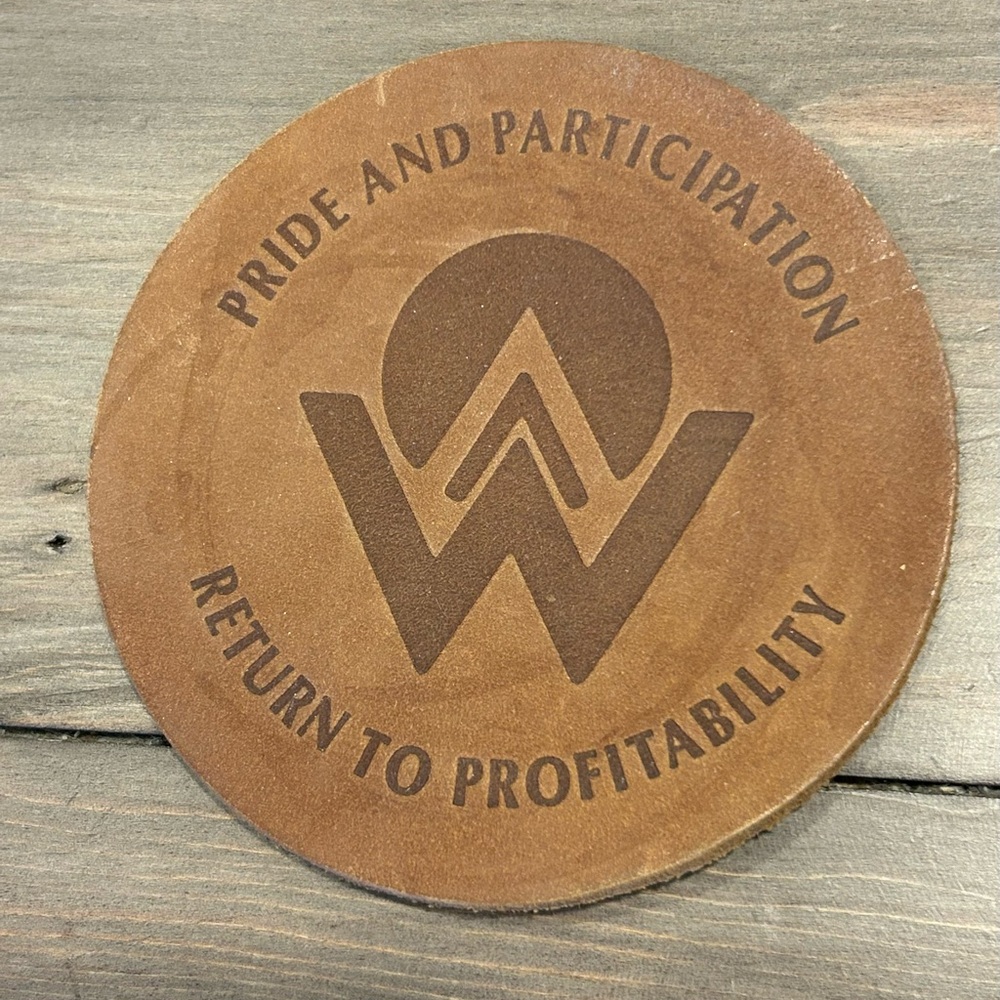 America West Airlines leather coaster, 
Airline collectable